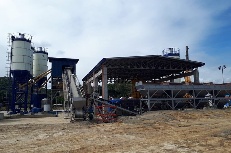 60m3/h Belt conveyor type concrete batching plant in the Philippines