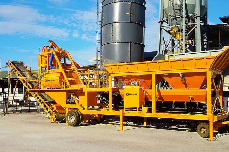 Portable concrete batching plant with JS500 concrete mixer in the Philippines