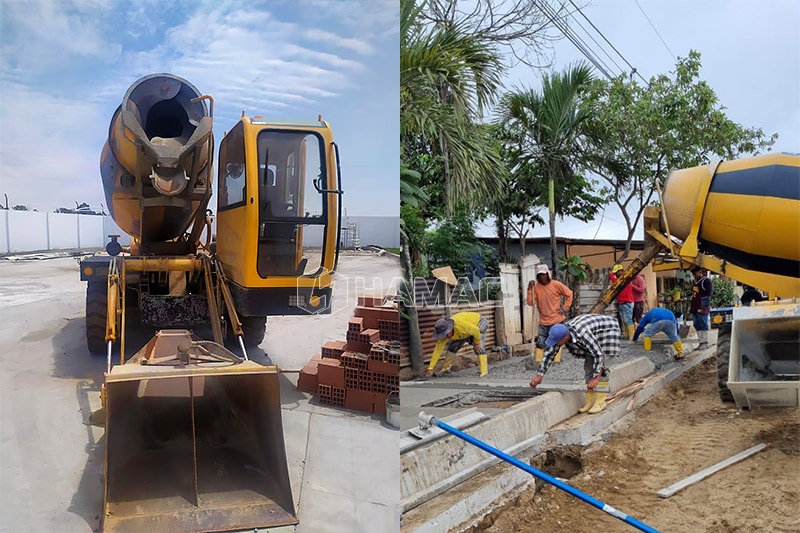 Autohormigonera con chasis rígido HMC350 trabajando en MACHALA, ECUADOR