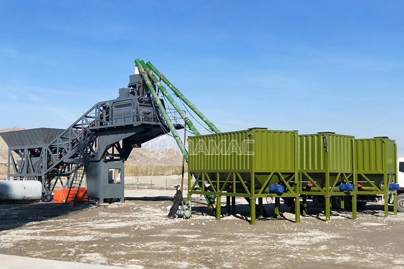 Silo de cemento horizontal para planta dosificadora móvil en Mongolia
