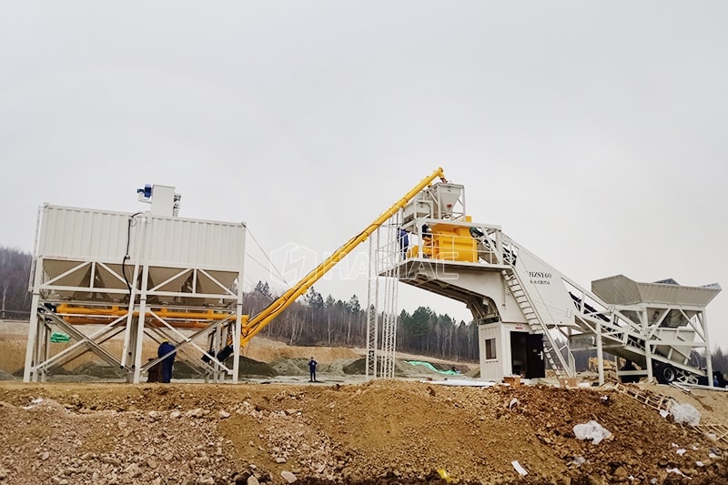 Silo de cemento horizontal y planta dosificadora de hormigón móvil UHZ50