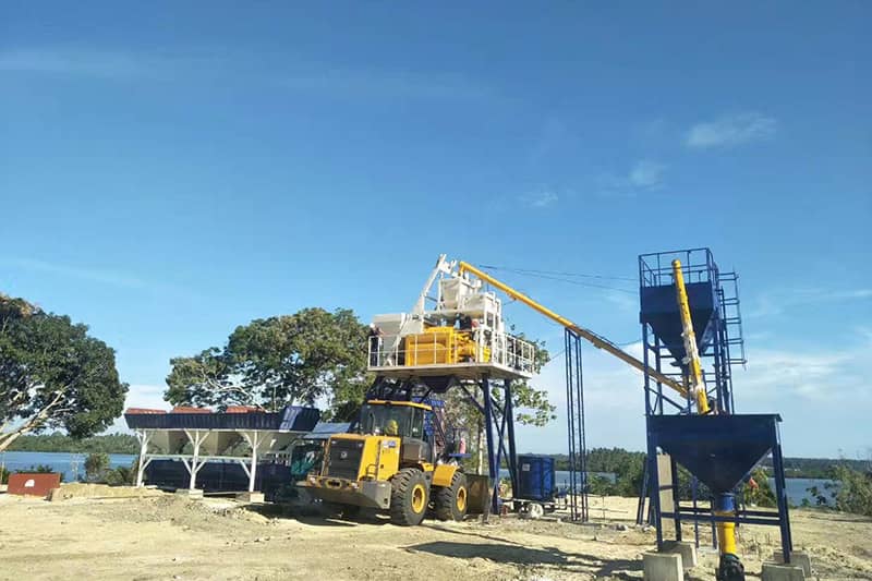 Planta dosificadora de hormigón de tipo elevador de volquete HZS50 en Filipinas