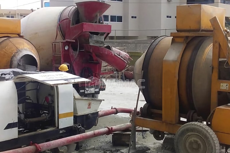 Two units JZR500 diesel concrete pump and one unit of concrete pump trailer in Ecuador