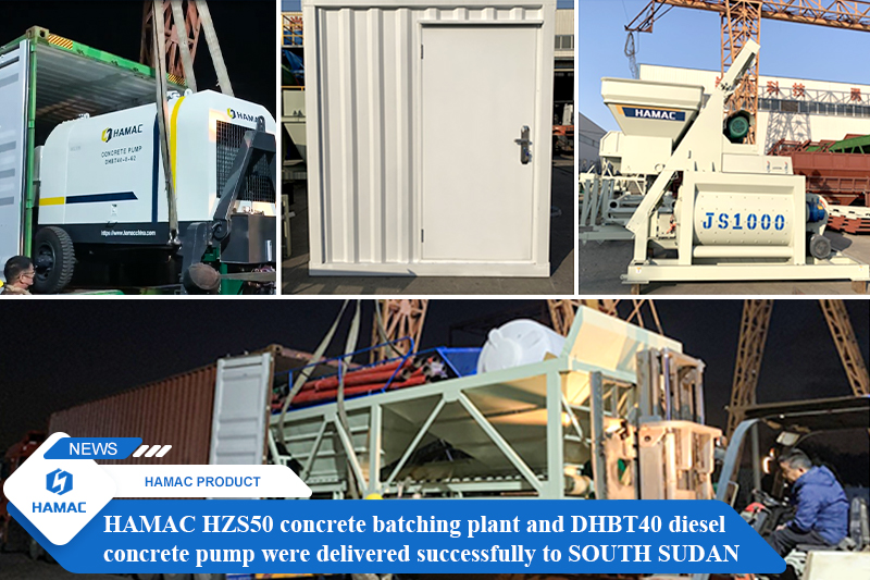 <b>Planta dosificadora de concreto HZS50 y bomba de concreto diesel DHBT40 a SUDÁN DEL SUR</b>